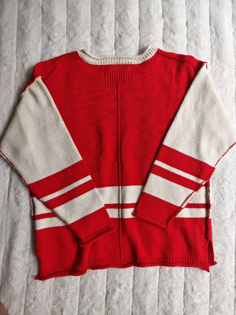 Free People Ella Colorblock Roll-Neck Knit Sweater Red Ivory NWT Size S